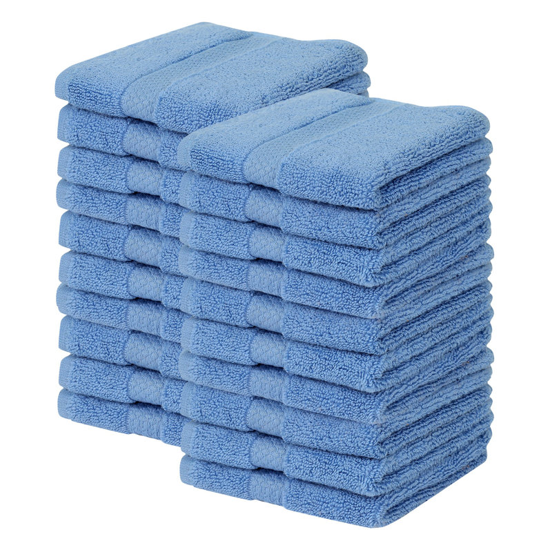 Splash 100% Cotton Zero Twist Washcloth Set, 550 GSM Soft Absorbent Cotton Washcloths & Face Towels for Bathroom, Spa & Daily Use, OEKO-TEX Certified, 20 Pack, Dark Blue