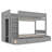 Beige Gray Twin over Twin Bunk Bed with Storage Wardrobe, Solid Wood Frame-1922282253