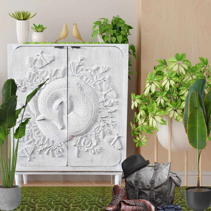 Aidyen Solid Wood Accent Cabinet