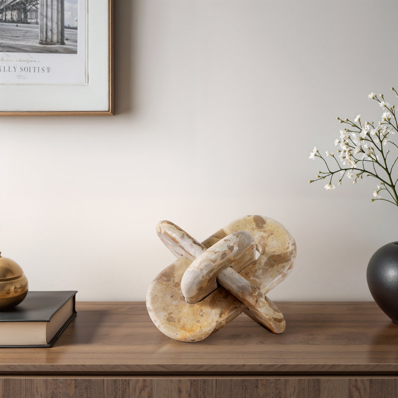 Nœud de marbre arrondi 9 po x 9 po, Ivoire/beige