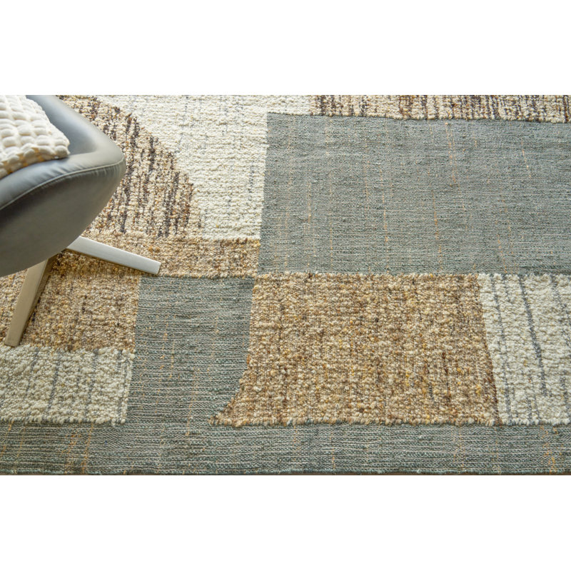 Pompano Hand Woven Wool/Jute Gray/Ivory/Beige Area Rug, 12'X15'