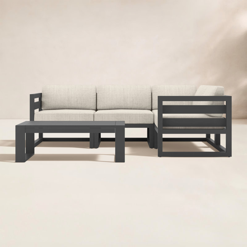Smith 4 - Person Modular Patio Conversation Set with Sunbrella® Cushions, Cast Silver Sunbrella®, Slate