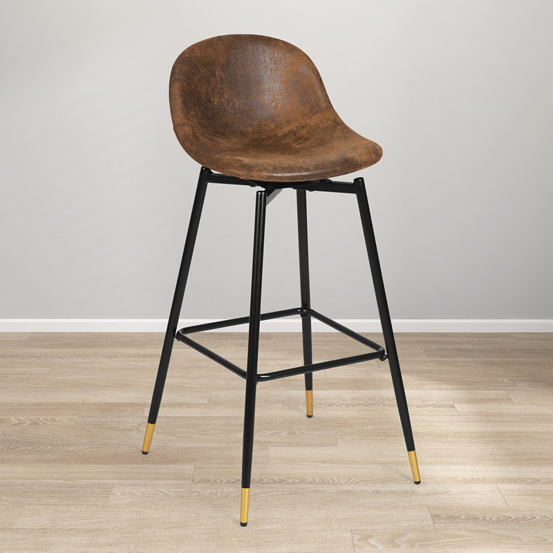 Bradham Swivel Upholstered Counter Stool with Metal Frame