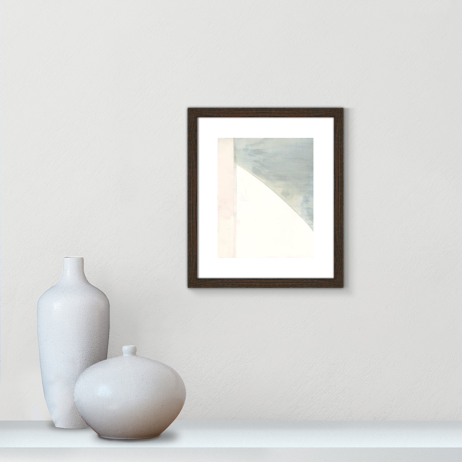 Alexandria "In Neutral I" Painting by Cartissi, Walnut Wood Framed Paper, 15" H x 13" W x 0.75" D