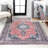Heimir Bohemian Distressed Chenille Machine-Washable Dark Pink/Black/White Rug-268417606