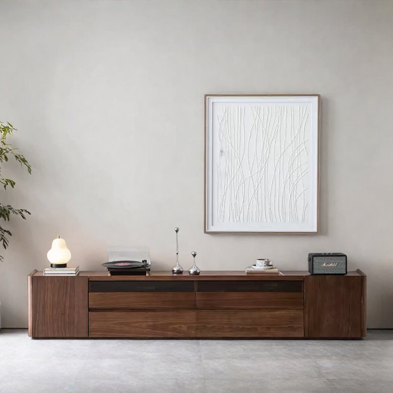 Meuble télé nord-américain en bois massif, H 17,71 po x L 82,67 po x l 15,74 po