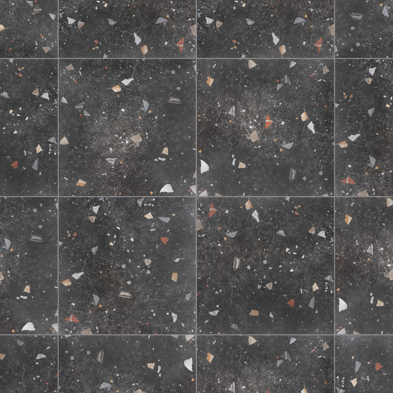 Sonar 26" x 26" Porcelain Stone Look Wall & Floor Tile, Black