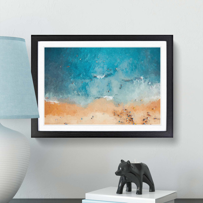 Busy Beach in Brazil - Picture Frame Graphic Art Print, Black Framed, 27cm H x 36cm W x 2cm D