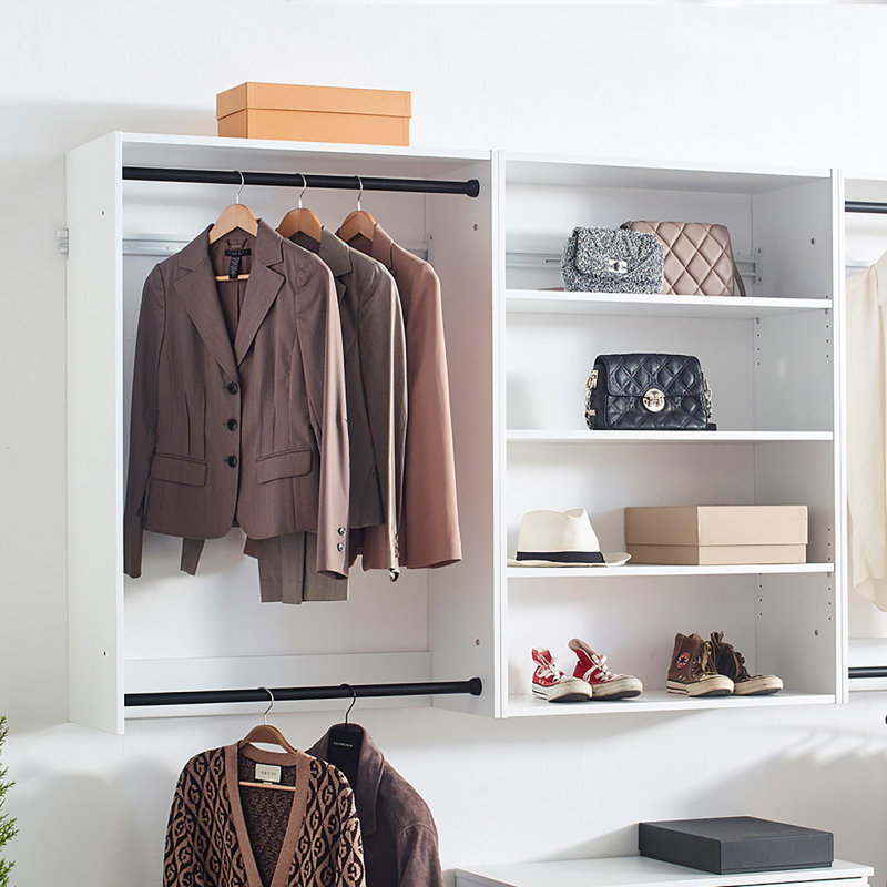 Devi White Wall Mounted Wood Closet System, White