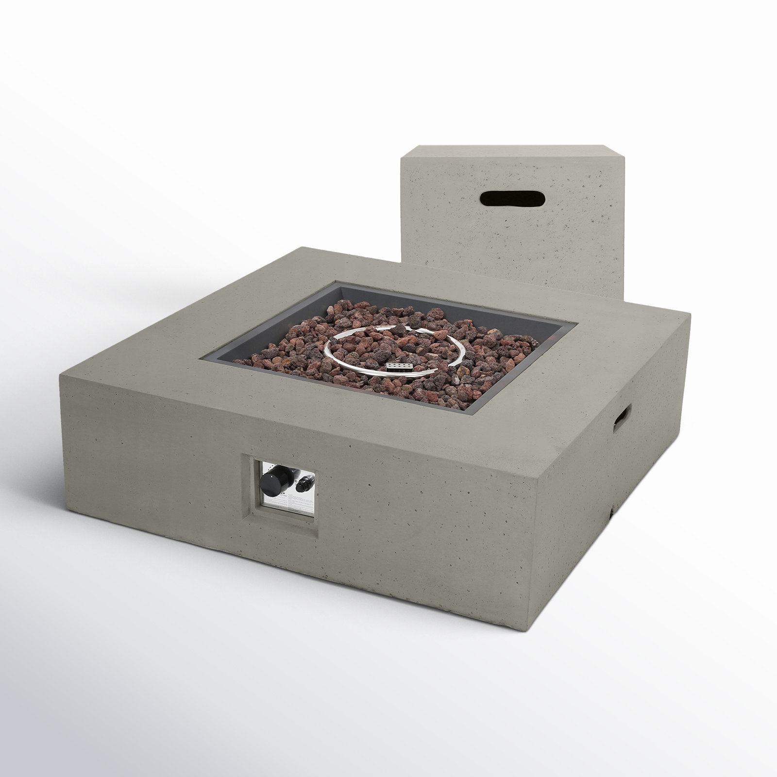 Fen Square Fire Pit Table, Light Gray