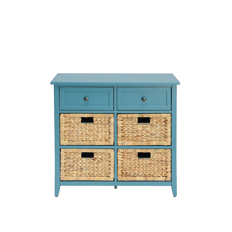 Commode d'appoint rectangulaire à 6 tiroirs Flavius, Bleu
