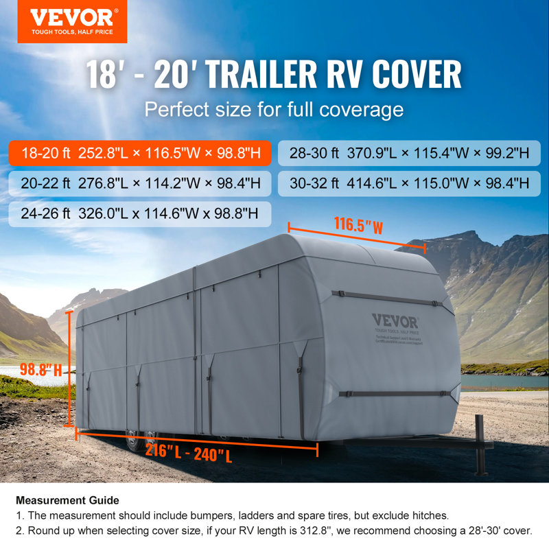 Gray Waterproof Non-Woven Fabric RV Cover for 18'-20' Trailers