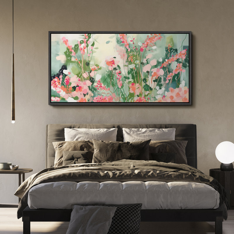 «Vibrant Wildflower Wildflower Whimsy Delicate Watercolor», reproduction sur toile encadrée, H 30 po x l 60 po