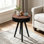 Table basse ronde à plateau sculpté 15,7 po, table basse compacte pour petit espace, table de chevet moderne pour salon, chambre à coucher, bureau, brun