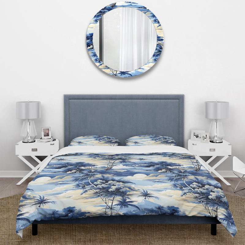 Literie Azure Oasis, Housse de couette simple + 1 taie décorative stan