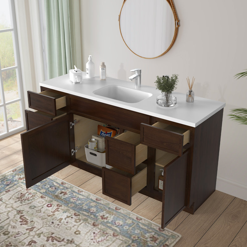 Base de meuble-lavabo simple 66 po seulement, Brun