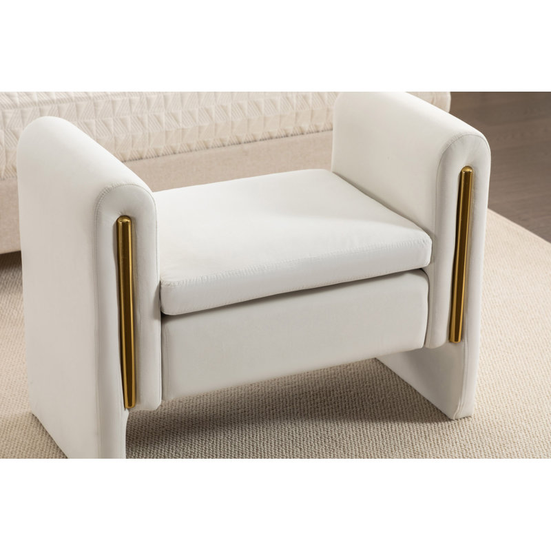 Banc de maquillage en velours, Ivoire