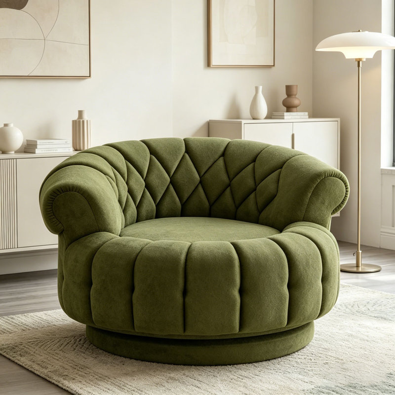 Fauteuil d'appoint pivotant, Chenille verte