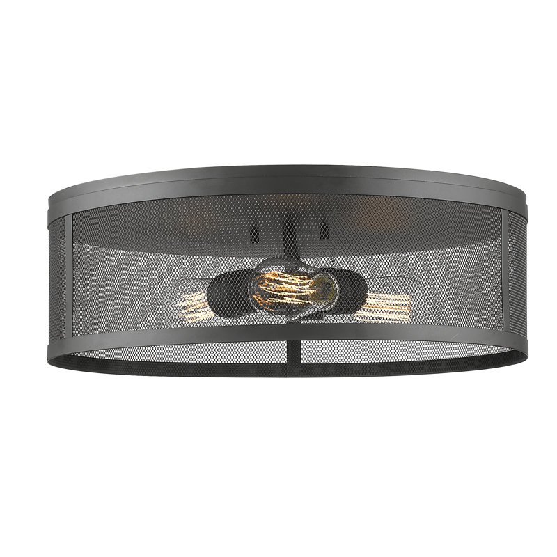 Alyria Steel Flush Mount, Bronze, 6" H x 18" W x 18" D
