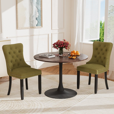 Ensemble repas rond à piédestal avec 2 chaises