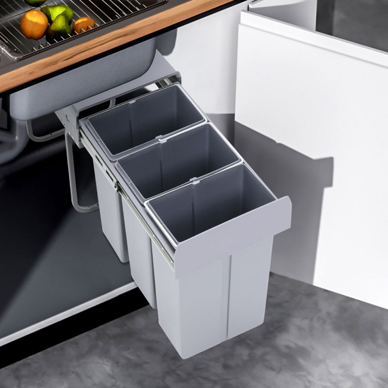 Plastic Manual Lift Pull Out Rubbish Bin - 30L