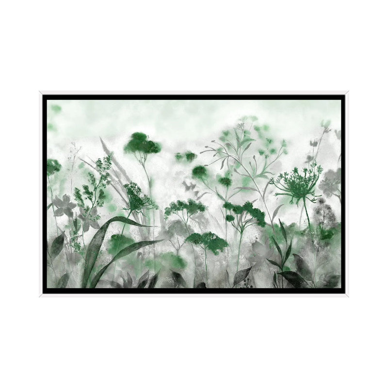 Encre indigo, Toile avec cadre flottant blanc, H 32 po x l 48 po, Vert