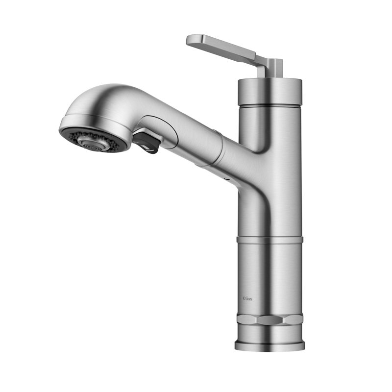 Allyn Pull-Out Single Handle Kitchen Faucet, Silver