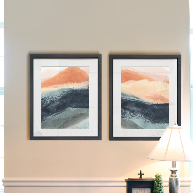 Soft Waves I - ensemble de 2 reproductions d'art sur papier encadré