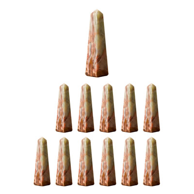 Obélisque en onyx naturel sculpté à la main, objet décoratif en pierre multicolore, élément géométrique à poser sur une étagère, un foyer, au bureau ou à la maison. Base de 3,8 cm et hauteur de 15,2 cm.