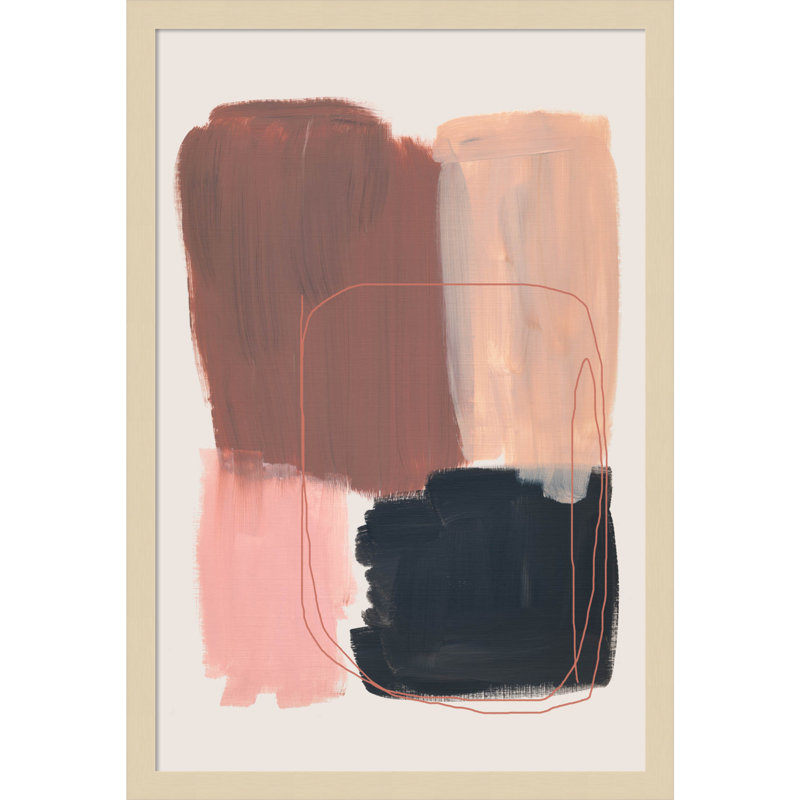 «Rience Abstract Brush Strokes 120» par Mareike Bohmer, impression sur bois encadrée, H 25 po x l 17 po, Brun