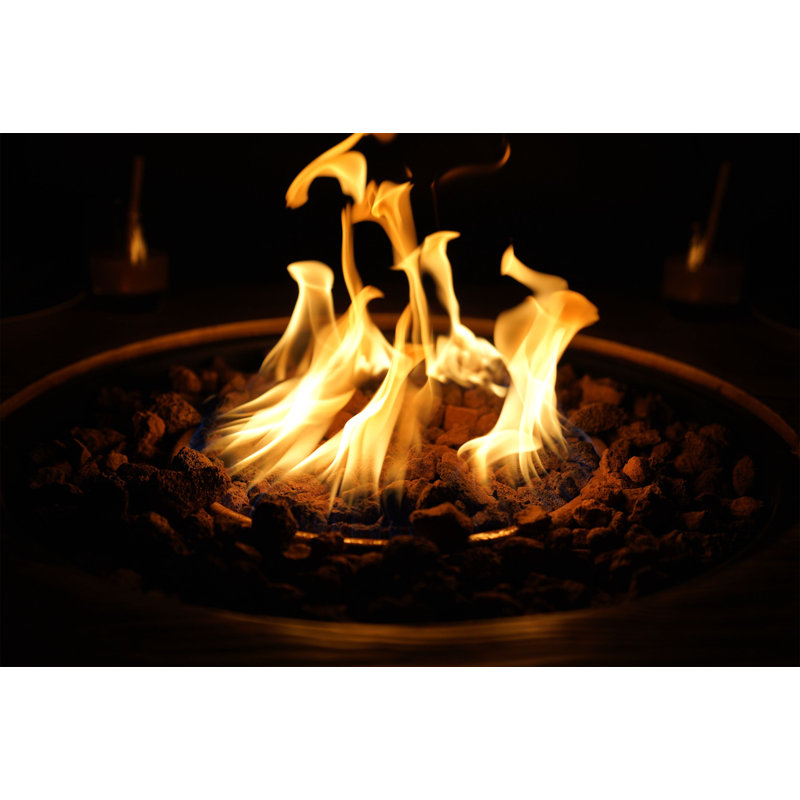 Dangelo Rectangle Stone Propane Smokeless Fire Pit Table with Hidden Fuel Tank, Brown