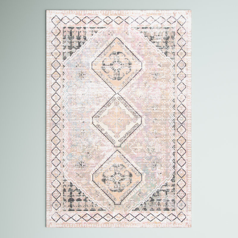 Adda Southwestern Gray/Ivory Indoor/Outdoor Area Rug, Rectangle 6' x 9'