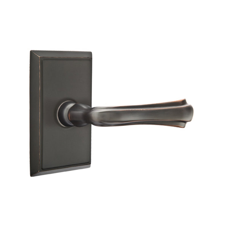 Faux levier de porte double avec rosette Wembley, Droite, Bronze huilé