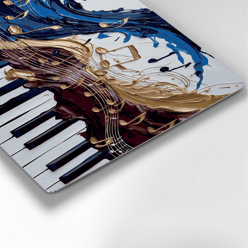 «Music Piano Gray», art mural en métal, H 11 po x l 14 po