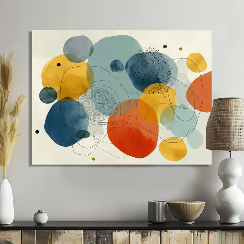 Collage de pierre de méditation minimaliste - décor métallique abstrait Mid-Century, impression métallique moderne éclectique