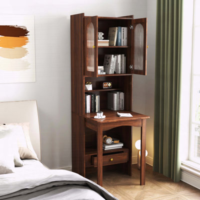 Armoire de bureau et de table convertible pliable avec tablette et tiroir - Poste de travail multifonctionnel
