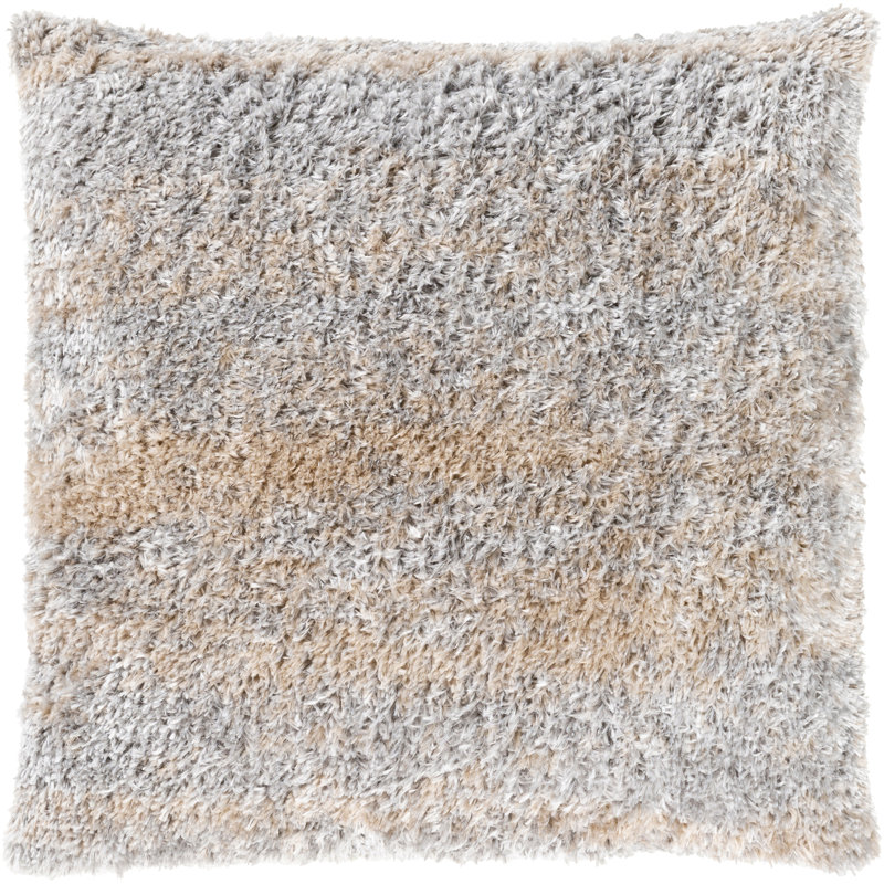 Flokati Ombre Throw Pillow, Polyester/Polyfill, 27" x 27", Gray