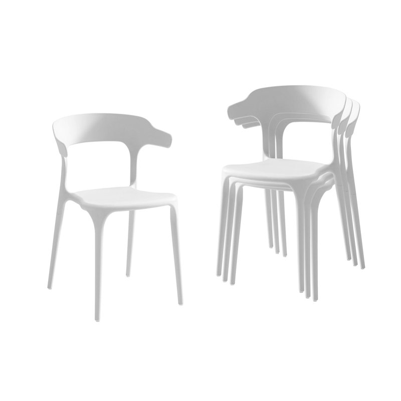 Un ensemble de 4 chaises empilées, Blanc