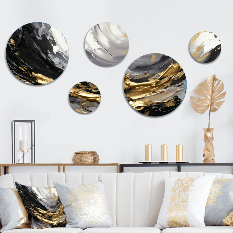 Ensemble de 5 décorations murales Golden Wave Reflections