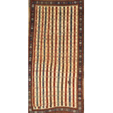 Tribal Stripped Antique Ivory Caucasian Late 19th Century Rug