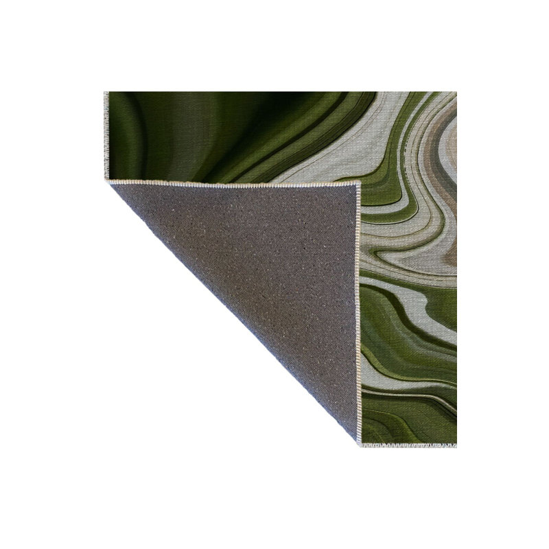 Green Themed Mixed Wave Spiral Patterned Creative Modern Decorative Rug, Rectangle 3'3" x 4'11" Rug Pad Included