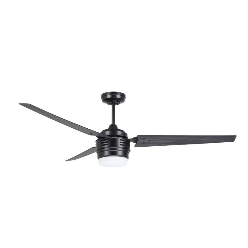 Ventilateur de plafond à hélice à DEL à 3 pales de 60 po avec commande murale et ensemble d'éclairage inclus, Noir barbecue