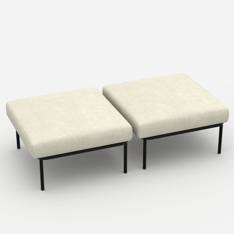 Layinsun Outdoor Patio Ottoman With Cushions (set Of 2), Beige