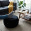 Repose-pieds rond 28 po en velours noir-839176307
