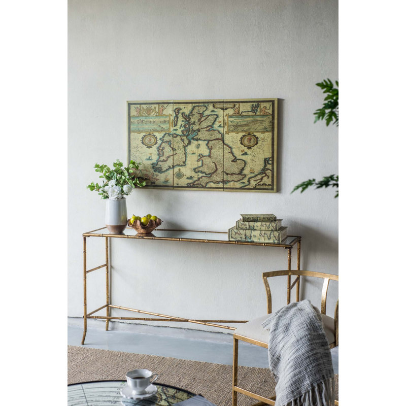 S/3 41.3X1x23.6" Rectangular Canvas Map Wall Art, Multicolored