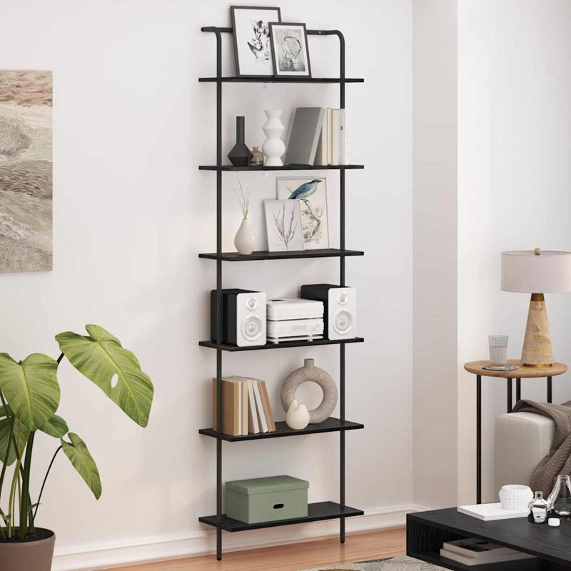  Bookshelf Old Wood Engineered Wood, Black Oak, (6 Shelves) 203cm H x 60cm W x 24cm D