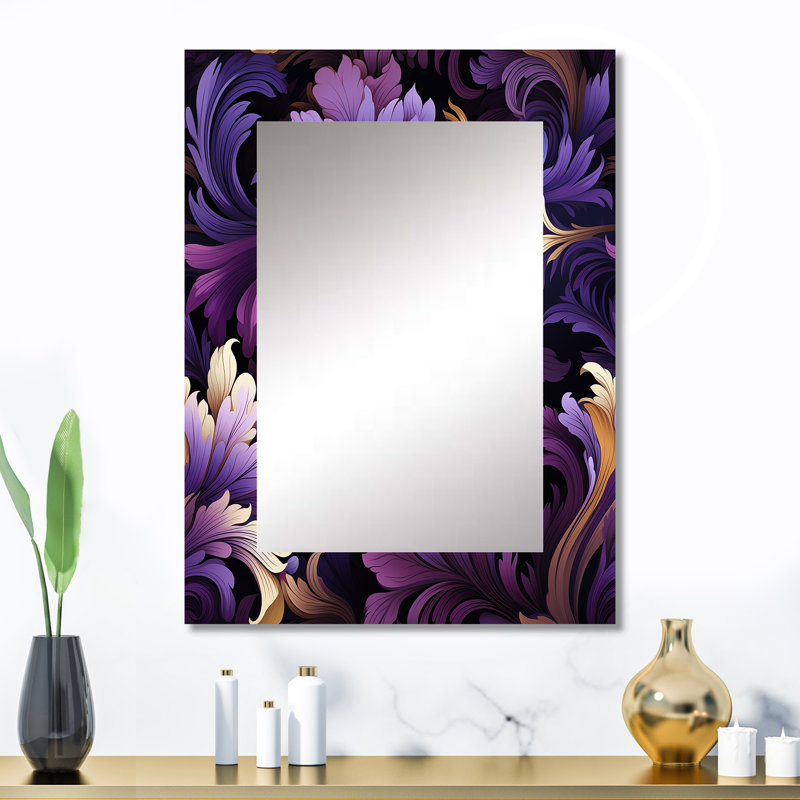 Yunis - Ragdolls royaux mauve foncé - grand miroir cachemire, décor de miroir mural unique Glam, impression d'art en métal