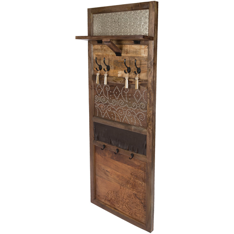 Atianna Mango Solid Wood Hall Tree, Dark Brown