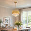 Modern Tiered Crystal Chandelier, Gold/Black, 15.7", E14 Base (No Bulb)-847700014