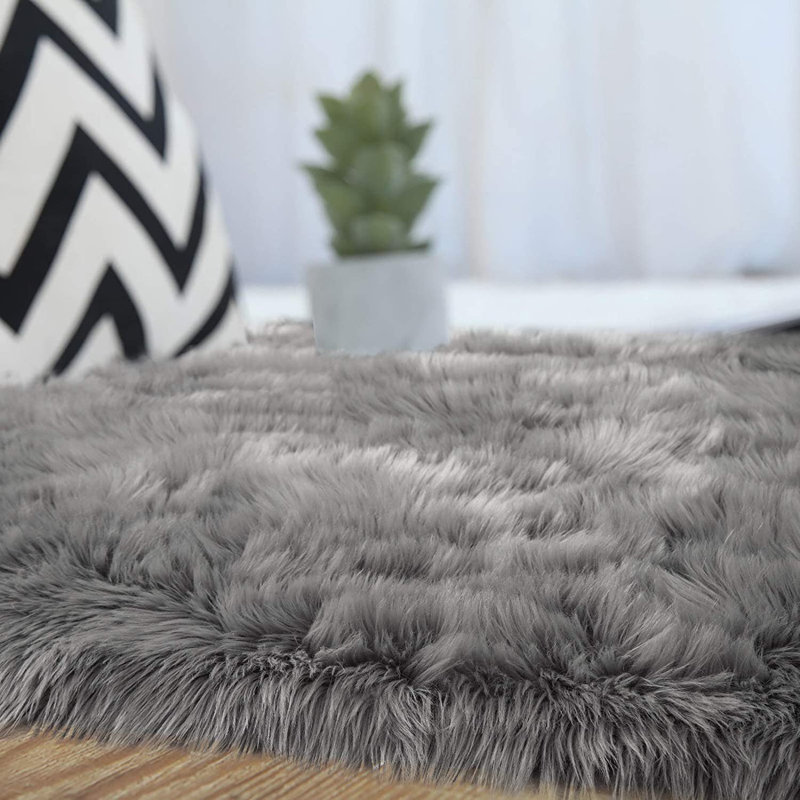 Glendine Faux Sheepskin Indoor Rug, Rectangle 10' x 12'